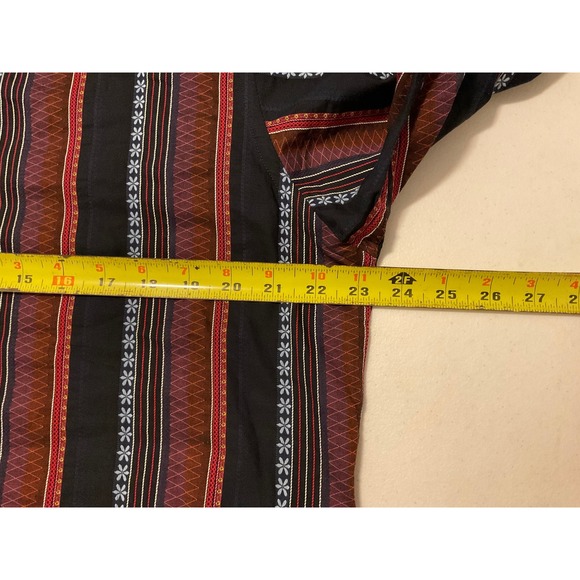 Visconti Uomo Mens Mercerized Cotton Striped Button Down Shirt Black Burgundy M - Picture 5 of 6